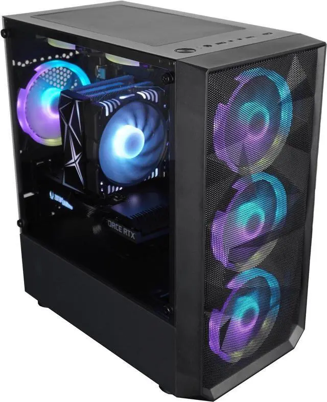 Alt view image 4 of 6 - HyperRage Gaming PC - AMD Ryzen 5 5600X (3.7GHz), AMD Radeon RX 6650 XT, DDR4-3200 RGB 16GB, 1TB NVMe M.2 SSD, Windows 11, WiFi, Xtreme VR