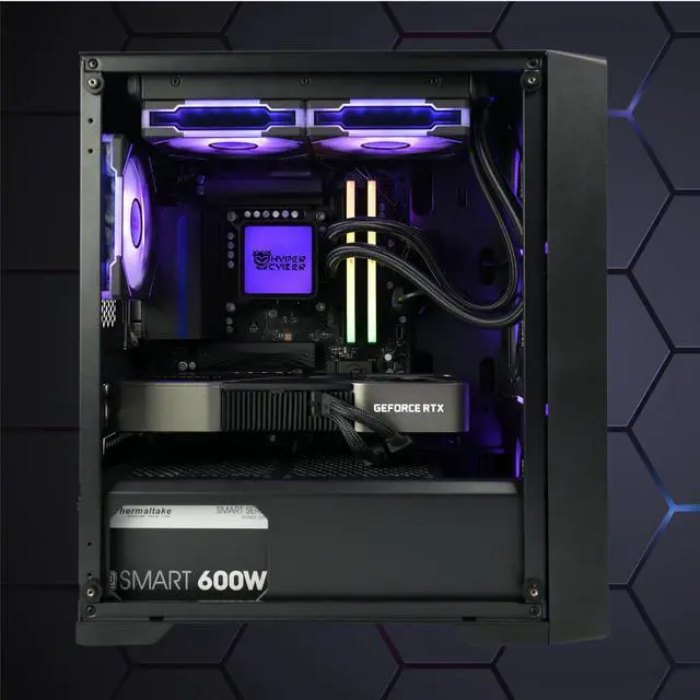Alt view image 3 of 6 - Hyper Cyber Rage X Liquid Cool Gaming Desktop - Intel Core i7 14700K, NVIDIA GeForce RTX 4060 8GB GDDR6X, DDR5-6400 RGB 64GB, 1TB NVMe M.2 SSD, Windows 11, WiFi, Xtreme VR