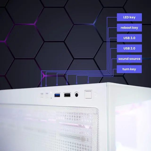 Alt view image 5 of 6 - Hyper Cyber Rage Y Liquid Cool Gaming Desktop - AMD Ryzen 5 7600X, Nvidia Geforce RTX 4060, 32GB DDR5, 1TB SSD, Windows 11, WiFi, Xtreme VR