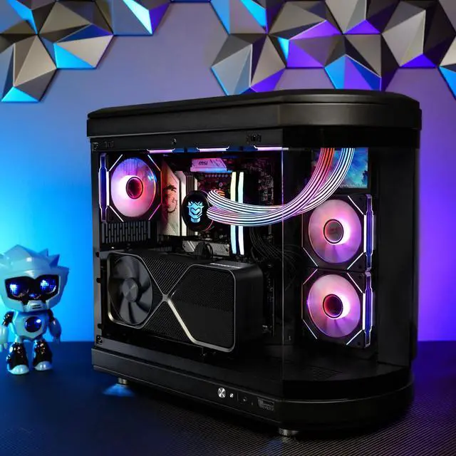 Alt view image 6 of 6 - Hyper Cyber Ultra Y Liquid Cool Gaming Desktop - AMD Ryzen 7 9800X3D, Nvidia GeForce RTX 5080 16GB, 64GB DDR5, 2TB SSD, Windows 11, WiFi, Xtreme VR