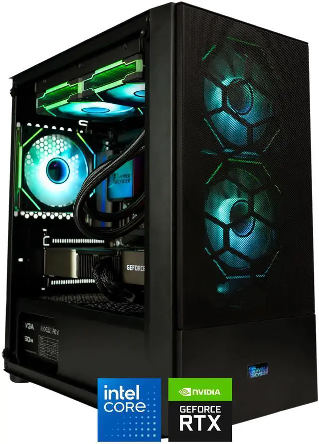 Main image of Hyper Cyber Rage W Liquid Cool Gaming Desktop - Intel Core i5-14600K, NVIDIA GeForce RTX 4060 8GB GDDR6X, DDR5-6400 RGB 32GB, 1TB NVMe M.2 SSD, Windows 11, WiFi, Xtreme VR