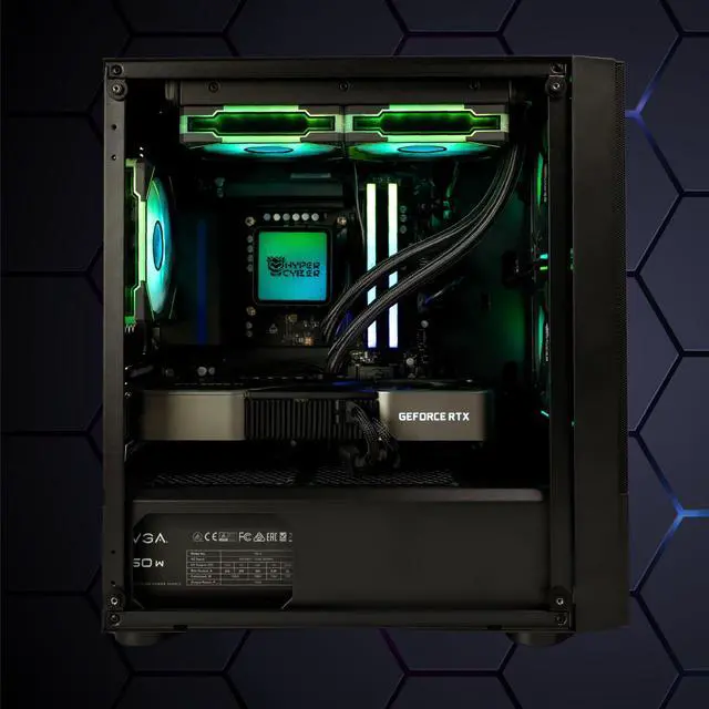 Alt view image 3 of 6 - Hyper Cyber Rage W Liquid Cool Gaming Desktop - Intel Core i5-14600K, NVIDIA GeForce RTX 4060 8GB GDDR6X, DDR5-6400 RGB 32GB, 1TB NVMe M.2 SSD, Windows 11, WiFi, Xtreme VR