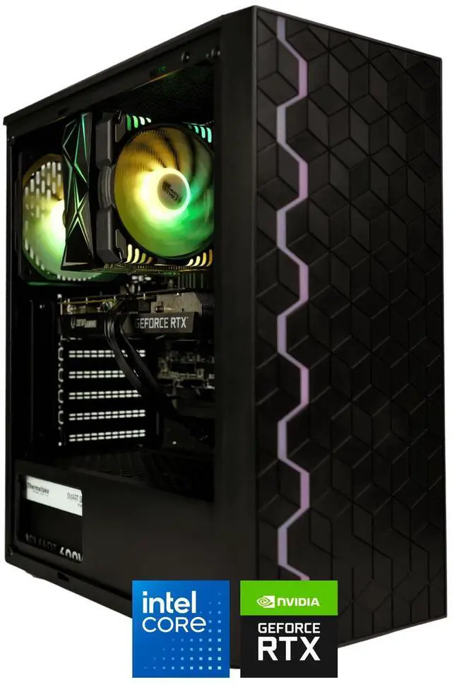 Main image of HYPER CYBER Storm X Gaming PC Desktop Computer Intel Core i5-12400F, GeForce RTX 4070 12GB GDDR6, 32GB DDR4 RAM, 1TB NVMe SSD, Windows 11 Home, VR Ready, RGB Lighting, WiFi, Ready to Use