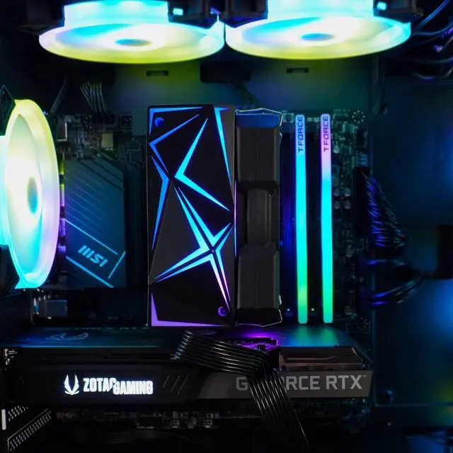Alt view image 6 of 6 - Hyper Cyber Vertex V-56 Black Gaming PC Desktop Computer AMD Ryzen 5 5600X, NVIDIA GeForce RTX 5060 8GB, 16GB DDR4, 1TB SSD, Windows 11 Home, VR Ready, RGB Lighting, WiFi, Ready to Use