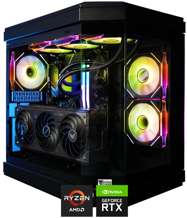 Main image of HYPER CYBER Ultra X BLACK Gaming PC Desktop Computer AMD Ryzen 7 7800X3D, NVIDIA Geforce RTX 3090TI, 64GB DDR5, 4TB SSD, Windows 11 Home, VR Ready, RGB Lighting, WiFi, Ready to Use