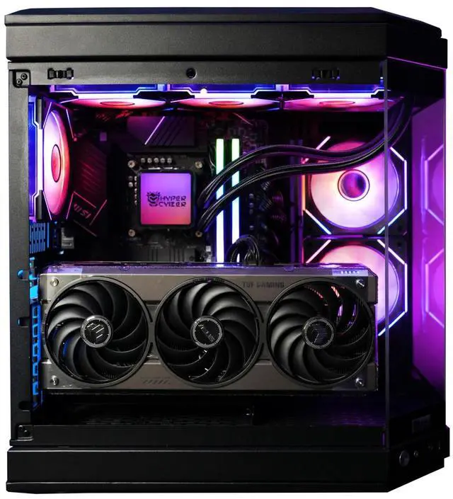 Alt view image 2 of 5 - HYPER CYBER Ultra X BLACK Gaming PC Desktop Computer Intel Core i7-14700K, NVIDIA GeForce RTX 4080 SUPER, 32GB DDR5, 4TB SSD, Windows 11 Home, VR Ready, RGB Lighting, WiFi, Ready to Use