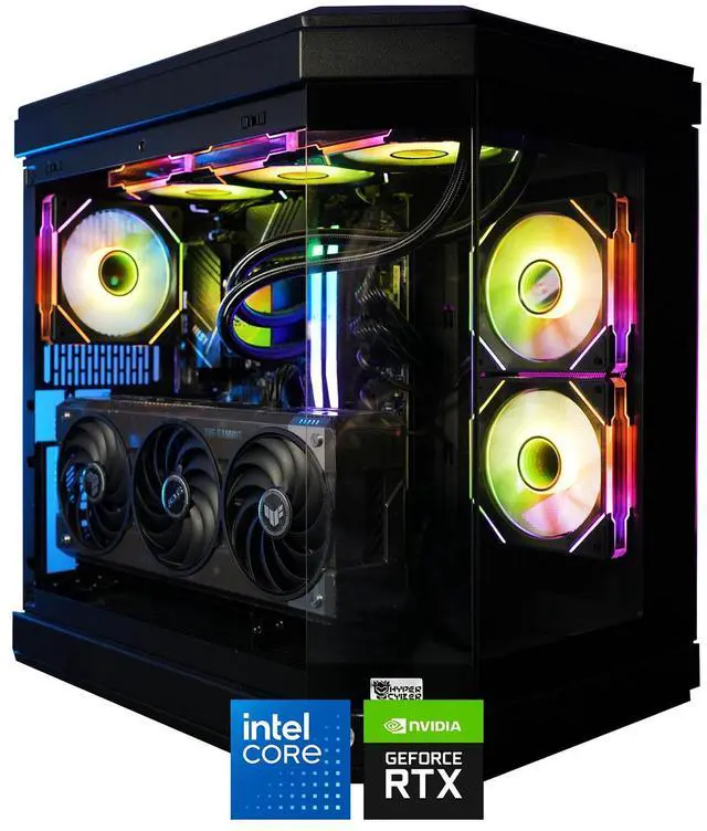Main image of HYPER CYBER Ultra X BLACK Gaming PC Desktop Computer Intel Core i7-14700K, NVIDIA GeForce RTX 5080, 32GB DDR5, 2TB SSD, Windows 11 Home, VR Ready, RGB Lighting, WiFi, Ready to Use