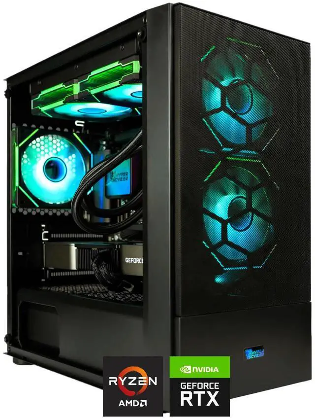 Main image of HYPER CYBER Rage W Gaming PC Desktop Computer AMD Ryzen 5 9600X, Nvidia Geforce RTX 4070 SUPER, 32GB DDR5, 1TB SSD, Windows 11 Home, VR Ready, RGB Lighting, WiFi, Ready to Use