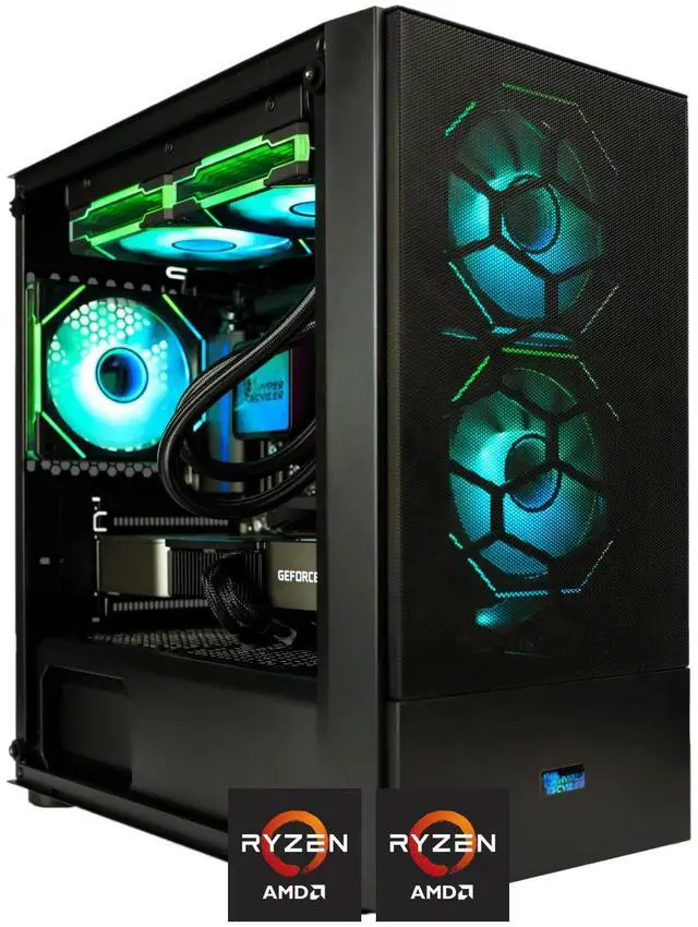 Main image of HYPER CYBER Rage W Gaming PC Desktop Computer AMD Ryzen 5 9600X, AMD Radeon RX 7700XT, 32GB DDR5, 1TB SSD, Windows 11 Home, VR Ready, RGB Lighting, WiFi, Ready to Use