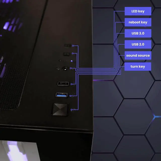 Alt view image 5 of 6 - HYPER CYBER Rage Q Gaming PC Desktop Computer Intel Core i5-14400F, AMD Radeon RX 7700XT, 32GB DDR5, 1TB SSD, Windows 11 Home, VR Ready, RGB Lighting, WiFi, Ready to Use