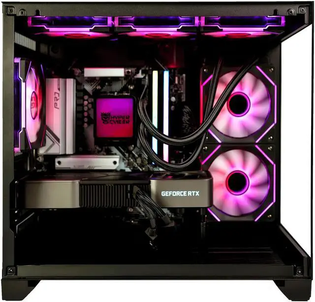 Alt view image 3 of 6 - HYPER CYBER Rage Q Gaming PC Desktop Computer Intel Core i5-14400F, AMD Radeon RX 7700XT, 32GB DDR5, 1TB SSD, Windows 11 Home, VR Ready, RGB Lighting, WiFi, Ready to Use