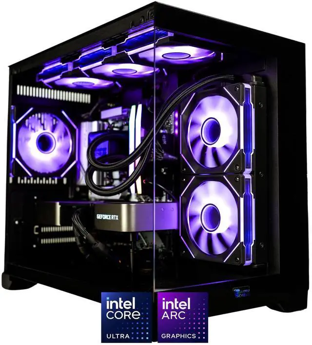Main image of HYPER CYBER Rage Q Gaming PC Desktop Computer Intel Core Ultra 5 225F, Intel ARC B580, 32GB DDR5, 1TB SSD, Windows 11 Home, VR Ready, RGB Lighting, WiFi, Ready to Use