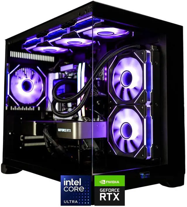 Main image of HYPER CYBER Rage Q Gaming PC Desktop Computer Intel Core Ultra 7 265K,  NVIDIA GeForce RTX 5070 Ti, 32GB DDR5, 1TB SSD, Windows 11 Home, VR Ready, RGB Lighting, WiFi, Ready to Use