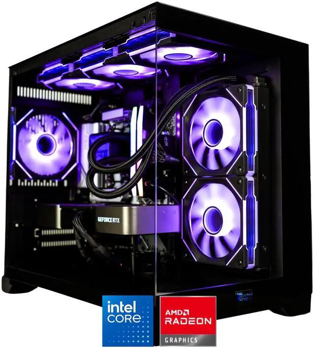 Main image of HYPER CYBER Rage Q Gaming PC Desktop Computer Intel Core i5-14600K, AMD Radeon RX 7700XT, 16GB DDR5, 1TB SSD, Windows 11 Home, VR Ready, RGB Lighting, WiFi, Ready to Use