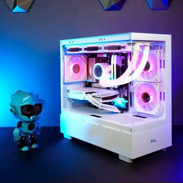 Alt view image 6 of 6 - Hyper Cyber Rage Y White Gaming Desktop  AMD Ryzen 5 9600X,  NVIDIA GeForce RTX 5060 Ti 16Gb, 32GB DDR5, 1TB SSD, Windows 11 Home, VR Ready, RGB Lighting, WiFi, Ready to Use
