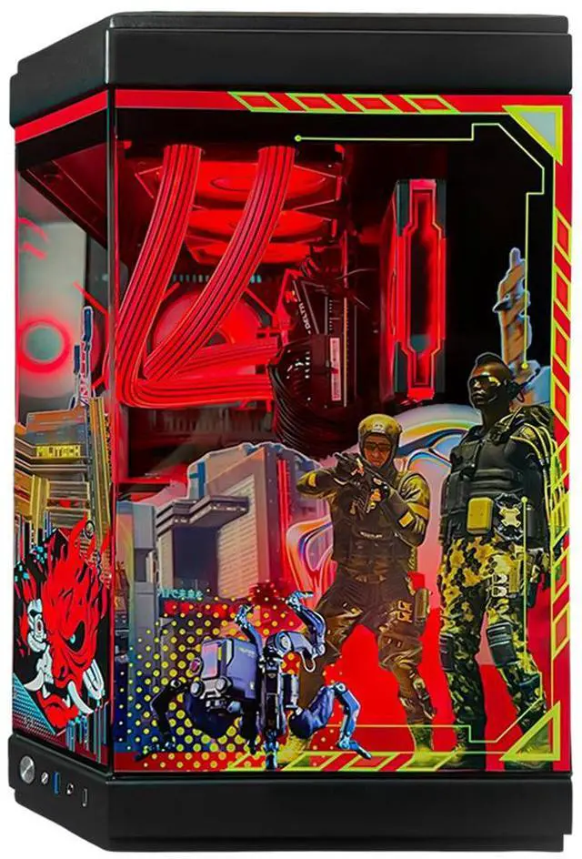 Alt view image 4 of 7 - HYPER CYBER PUNK Gaming PC Desktop Computer AMD Ryzen 9 9950X3D GeForce RTX 5070 32GB|2TB, Windows 11 Home, VR Ready, RGB Lighting, WiFi, Ready to Use