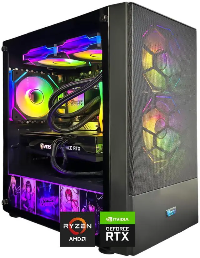 Main image of HYPER CYBER GAME Gaming PC Desktop Computer, AMD Ryzen 7 7800X3D GeForce RTX 5060 32GB|2TB, Windows 11 Home, VR Ready, RGB Lighting, WiFi, Ready to Use
