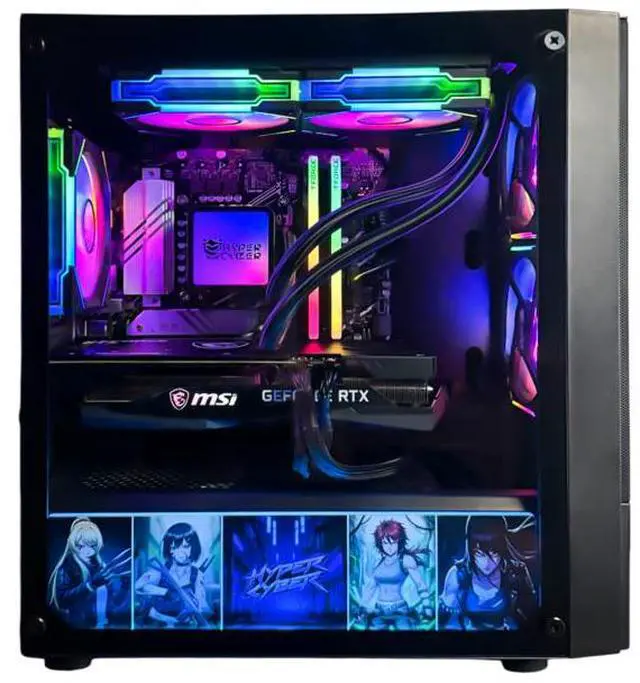 Alt view image 4 of 6 - HYPER CYBER GAME Gaming PC Desktop Computer, AMD Ryzen 7 7800X3D GeForce RTX 5060 32GB|2TB, Windows 11 Home, VR Ready, RGB Lighting, WiFi, Ready to Use