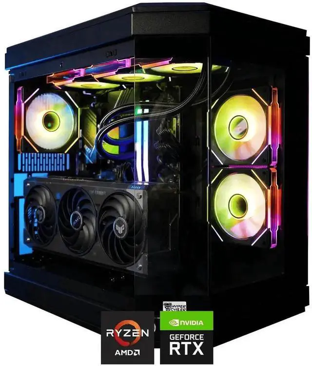 Main image of HYPER CYBER Ultra X BLACK Gaming PC Desktop Computer AMD Ryzen 7 7800X3D Nvidia GeForce RTX 5060 1TB, Windows 11 Home, VR Ready, RGB Lighting, WiFi, Ready to Use