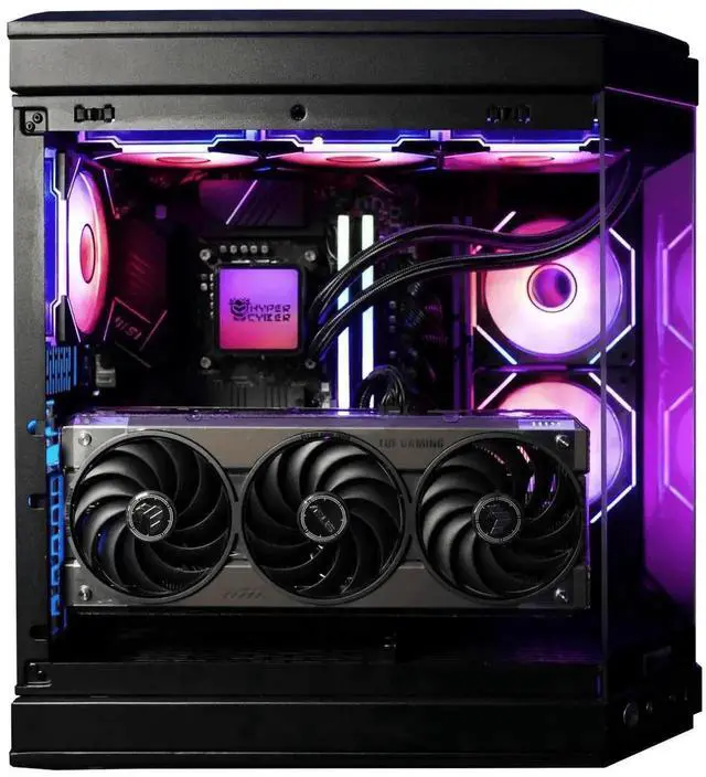 Alt view image 2 of 5 - HYPER CYBER Ultra X BLACK Gaming PC Desktop Computer AMD Ryzen 7 7800X3D Nvidia GeForce RTX 5060 1TB, Windows 11 Home, VR Ready, RGB Lighting, WiFi, Ready to Use