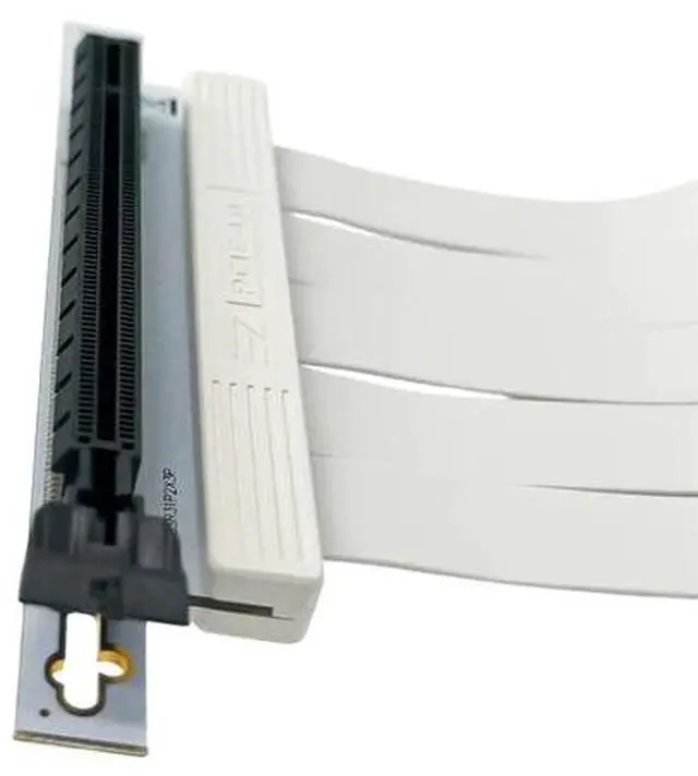 Alt view image 4 of 7 - Hyper Cyber Vertical GPU Support Bracket with 200mm PCIe 4.0 Riser Cable  White, Anti-Sag, ATX Case, Gaming Build, Modding Accessory, White