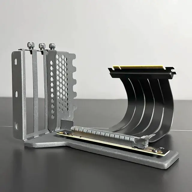 Alt view image 2 of 6 - Hyper Cyber Vertical GPU Support Bracket with 200mm PCIe 4.0 Riser Cable White, Anti-Sag, ATX Case, Gaming Build, Modding Accessory, Black