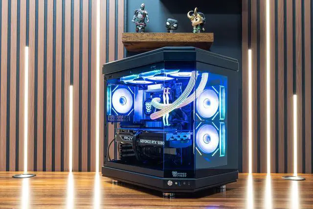 Alt view image 2 of 2 - Hyper Cyber ULTRA BLACK Gaming Desktop AMD Ryzen 7 7800X3D, NVIDIA GeForce RTX 5080, 32GB DDR5, 1TB SSD, Windows 11 Home, RGB Lighting, WiFi, Ready to Use, Custom Cooler Display