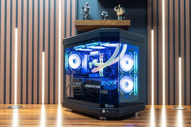 Alt view image 2 of 2 - Hyper Cyber ULTRA BLACK Gaming Desktop AMD Ryzen 7 7800X3D, NVIDIA GeForce RTX 5070 TI, 64GB DDR5, 4TB SSD, Windows 11 Home, RGB Lighting, WiFi, Ready to Use