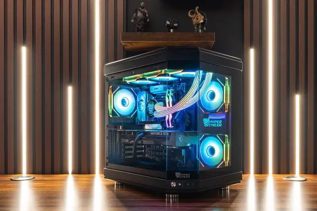 Alt view image 2 of 2 - Hyper Cyber ULTRA BLACK Gaming Desktop AMD Ryzen 7 7800X3D, NVIDIA GeForce RTX 5070 TI, 32GB DDR5, 1TB SSD, WIN11 Home, Custom Cooler Display, Internal Mini Display, RGB Lighting, WiFi, Ready to Use