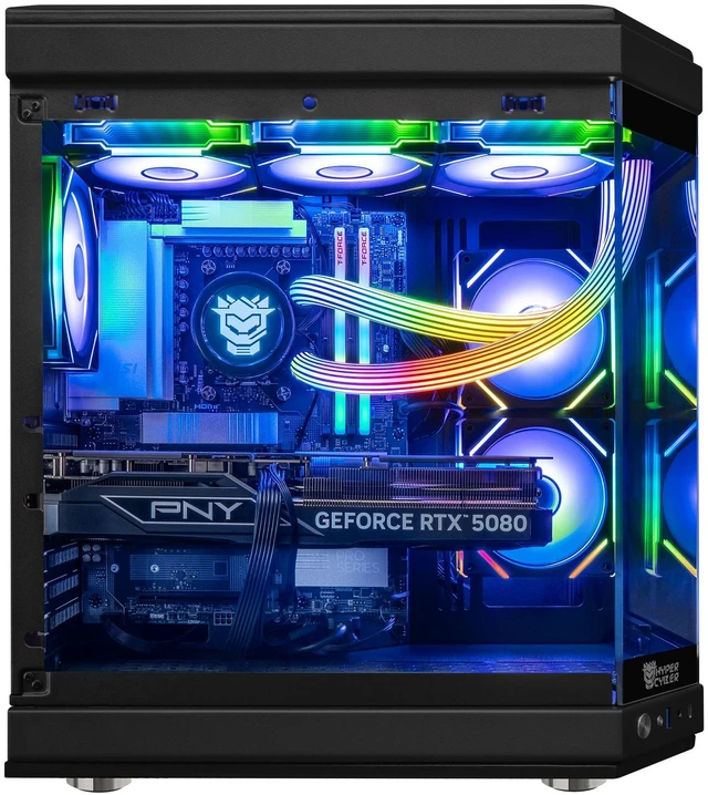Alt view image 2 of 6 - HYPER CYBER Ultra X BLACK Gaming PC Desktop Computer Intel Core i7-14700K, Nvidia Geforce RTX 5070, 64GB DDR5, 2TB SSD, Windows 11 Home, VR Ready, RGB Lighting, WiFi, Ready to Use