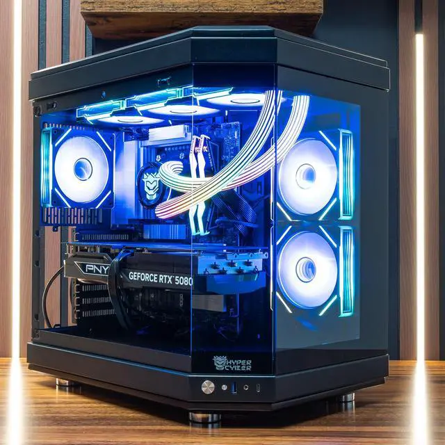 Alt view image 5 of 6 - HYPER CYBER Ultra X BLACK Gaming PC Desktop Computer Intel Core Ultra 9 285K NVIDIA GeForce RTX 5080 4TB NVMe SSD
