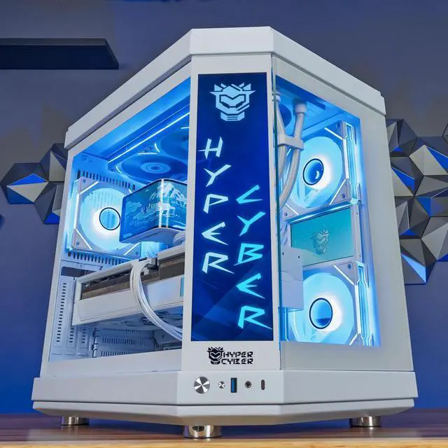 Main image of Hyper Cyber FrostStrike Ryzen CPU | GeForce GPU | Side Panel Custom Display | Internal LCD Screen | Cooler Display | Gaming PC AMD Ryzen 9 9950X3D NVIDIA GeForce RTX 5070 12GB