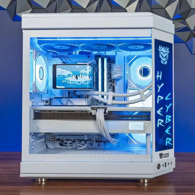 Alt view image 2 of 5 - Hyper Cyber FrostStrike Ryzen CPU | GeForce GPU | Side Panel Custom Display | Internal LCD Screen | Cooler Display | Gaming PC AMD Ryzen 9 9950X3D NVIDIA GeForce RTX 5090 White