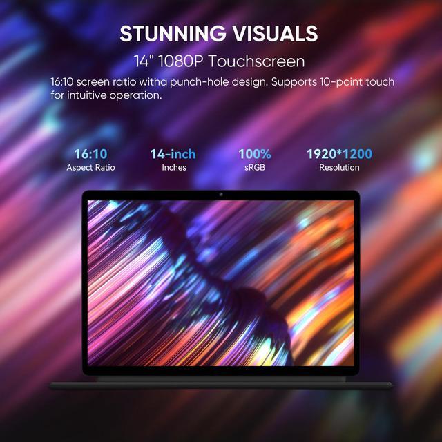 Alt view image 6 of 7 - TPV 2 in 1 Laptop/Tablet Computer, Intel N100 (UP to 3.40GHz), 16GB LPDDR5 512GB SSD Windows 11 Laptop, 14" 1920*1200 Resolution 16:10 Touchscreen, Wifi 6, BT5.2, HDMI, Backlit Keyboard, Dual Camera