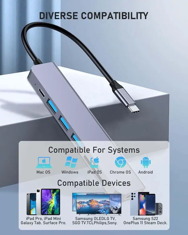 Alt view image 6 of 6 - Duomigo 7-in-1 USB C hub Type-c hub4K/30Hz HDTV PD 100W USB3.0*3 SD/TF Card Reader Adapter MacBook Pro/Air Mac laptops More Port
