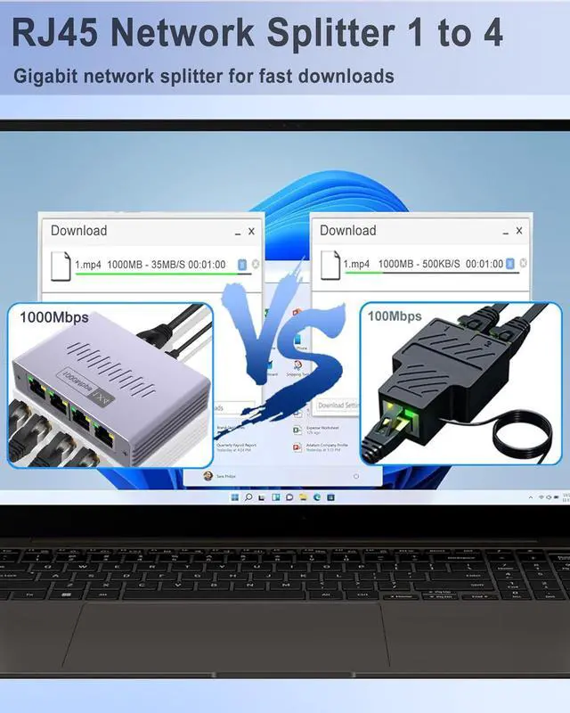 Alt view image 6 of 7 - Duomigo Gigabit Ethernet Splitter 1 to 4, 1000Mbps High Speed LAN Splitter with USB Power, 4 Devices Simultaneous Network for Cat5/5e/6/7/8 Cables