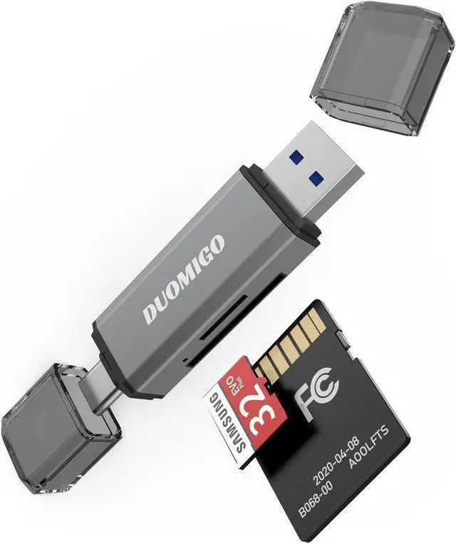Main image of Duomigo USB C & USB-A Dual SD Card Reader, Memory Card Adapter for SD/Micro SD/SDXC/SDHC/MMC/UHS-I - Compatible with MacBook Pro, iPad Pro, Galaxy S21 & More