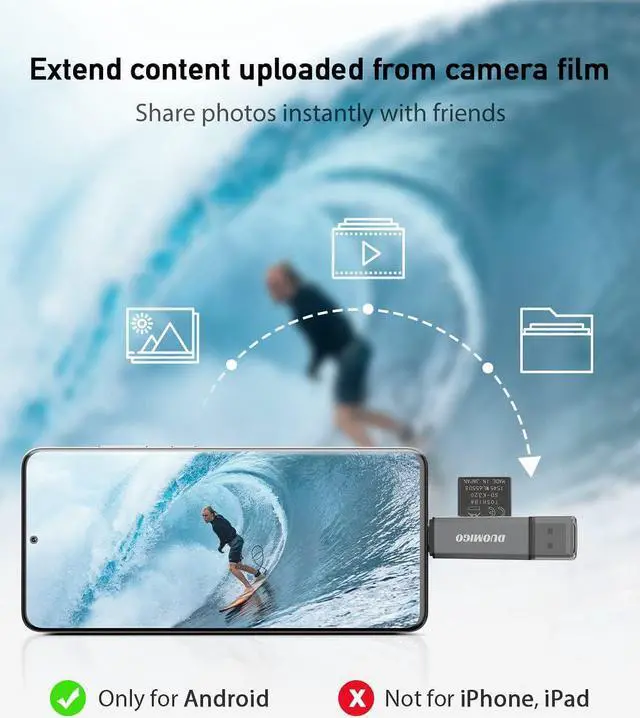 Alt view image 4 of 7 - Duomigo USB C & USB-A Dual SD Card Reader, Memory Card Adapter for SD/Micro SD/SDXC/SDHC/MMC/UHS-I - Compatible with MacBook Pro, iPad Pro, Galaxy S21 & More