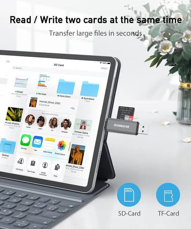 Alt view image 5 of 7 - Duomigo USB C & USB-A Dual SD Card Reader, Memory Card Adapter for SD/Micro SD/SDXC/SDHC/MMC/UHS-I - Compatible with MacBook Pro, iPad Pro, Galaxy S21 & More