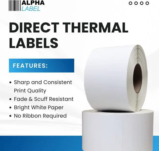 Alt view image 3 of 7 - ALPHA LABEL - 4" x 6" Direct Thermal Labels, 4 Rolls, 4000 Labels, 3 Core, No Ribbon Required, Made in Canada, Compatible with Zebra Industrial Printers