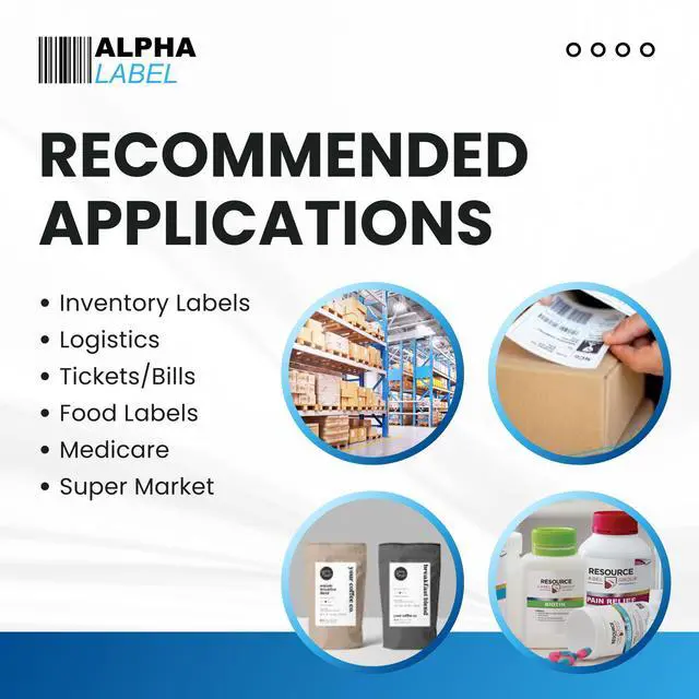 Alt view image 6 of 7 - ALPHA LABEL - 4" x 6" Direct Thermal Labels, 4 Rolls, 4000 Labels, 3 Core, No Ribbon Required, Made in Canada, Compatible with Zebra Industrial Printers
