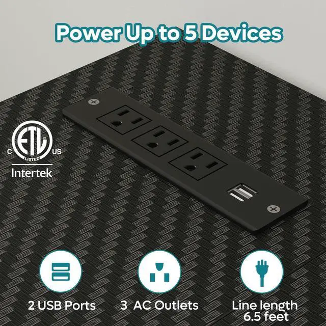 Alt view image 5 of 7 - Bestier L Shaped Gaming Desk with LED Lights & Power Outlets, 58'' Reversible Computer Corner Desk with Shelves, Carbon Fiber Black Home Office Workstation with Monitor Stand & Headphone Hook