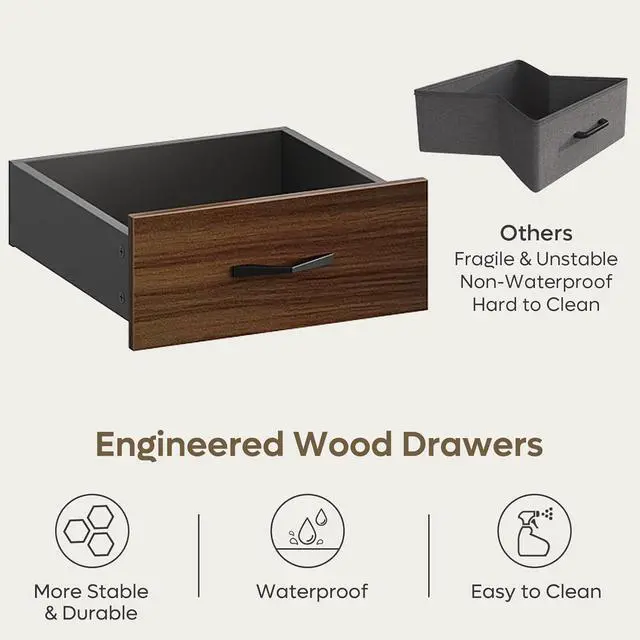 Alt view image 5 of 7 - Bestier 59'' Executive Desk with File and Storage Drawers and Cabinet, Computer Writing Desk with Keyboard Tray and 2 Open Compartments for Home Office Cherry