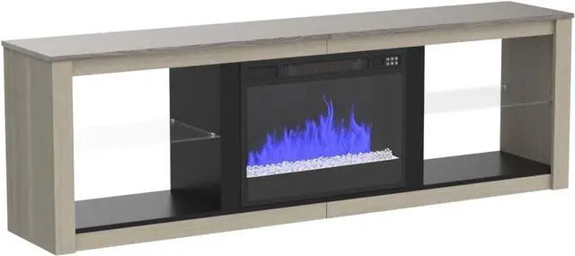 Main image of Bestier Electric Fireplace TV Stand for 75 inch TV, 70 inch LED Entertainment Center for Living Room, Wash White