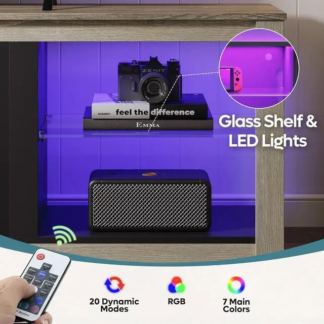 Alt view image 6 of 7 - Bestier Electric Fireplace TV Stand for 75 inch TV, 70 inch LED Entertainment Center for Living Room, Wash White