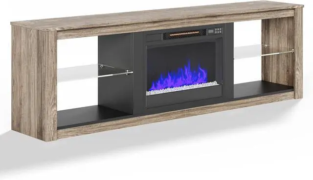 Main image of Bestier Electric Fireplace TV Stand for 75 inch TV, 70 inch LED Entertainment Center for Living Room, Wash Grey