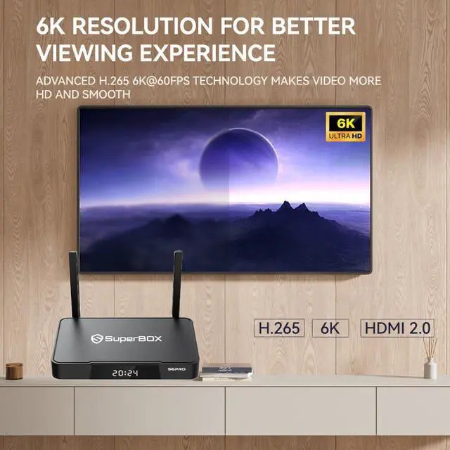 Alt view image 4 of 6 - SuperBox S6 PRO 2025 Newest Version Smart Box Fully, Stable  TV Box 2025 Elite, Authorised TV Box for TV with 1*Voice Remote, Super SmartS5 PRO Bundle TV Box for Family Fun with 4G RAM+32G Storage