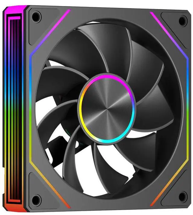 Main image of PCCOOLER CPS FG120R ARGB 120mm Reversed Case Fan, 4-Pin PWM Low-Noise PC Fan, Infinity Mirror Frame, Dual-Sided Silicone Anti-Vibration Pads, Supports PWM Daisy-Chaining Control, Black - Single Pack