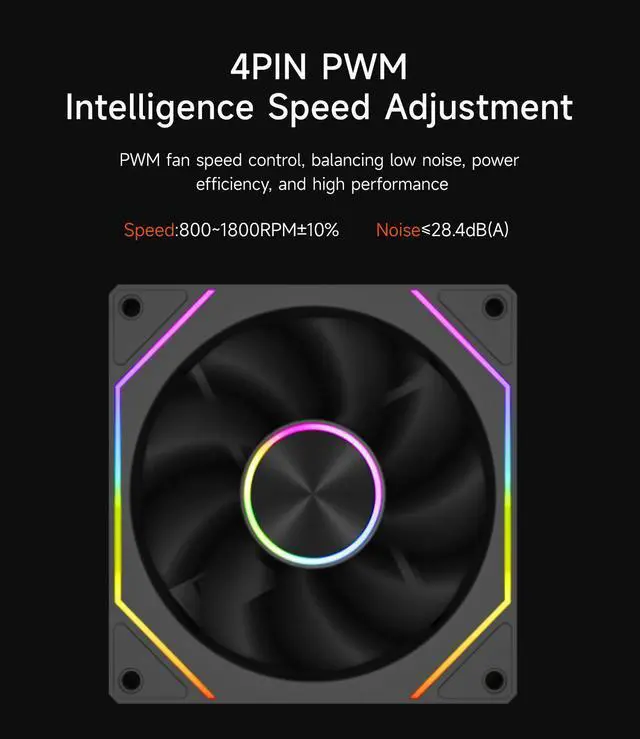 Alt view image 4 of 7 - PCCOOLER CPS FG120R ARGB 120mm Reversed Case Fan, 4-Pin PWM Low-Noise PC Fan, Infinity Mirror Frame, Dual-Sided Silicone Anti-Vibration Pads, Supports PWM Daisy-Chaining Control, Black - Single Pack