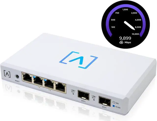 Alt view image 2 of 8 - Alta Labs Route10 High-Performance Qualcomm Quad-Core Hardware-Accelerated 10 Gbps VPN Router | 2 10 Gbps SFP+ and 4 2.5 Gbps Ports | Real-Time Stats | 40W PoE+ to Power Alta Labs WiFi Access Points